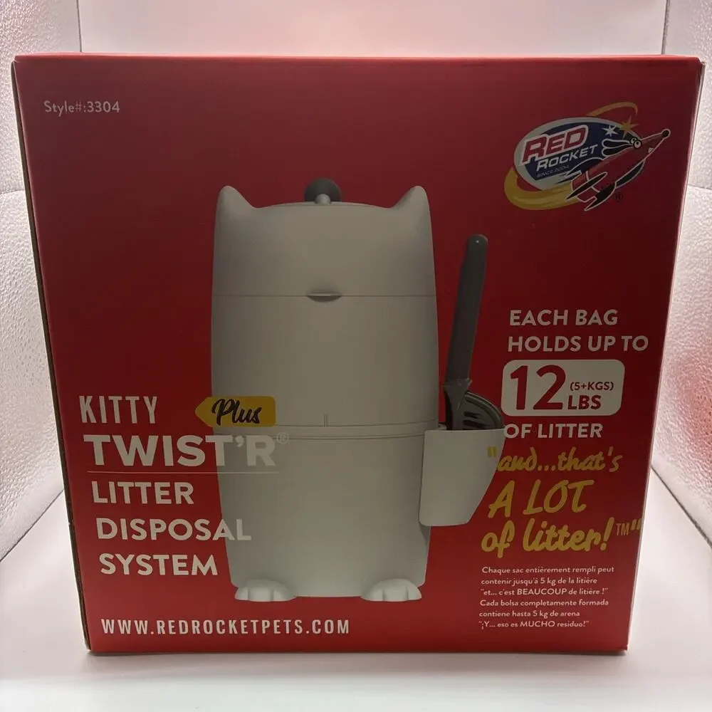 Kitty Twist’R Plus Litter Disposal System with Scoop and Red Waste Bag NIP